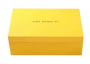 WHITE & YELLOW CLASSIC CUFFLINK BOX - ONE BOND STREET