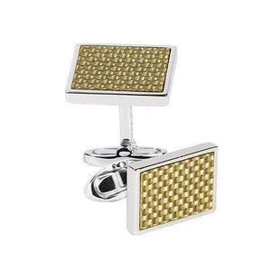 CARBON FIBRE SILVER CUFFLINKS - ONE BOND STREET