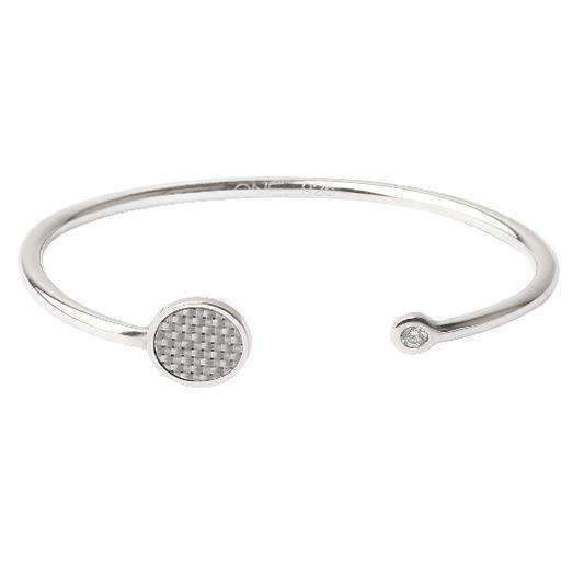 ONE BOND STREET- White CARBON FIBRE Silver Bangle