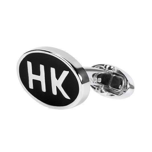 Black HONG KONG Silver Cufflinks - One Bond Street