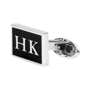 Black HONG KONG Silver Cufflinks - One Bond Street