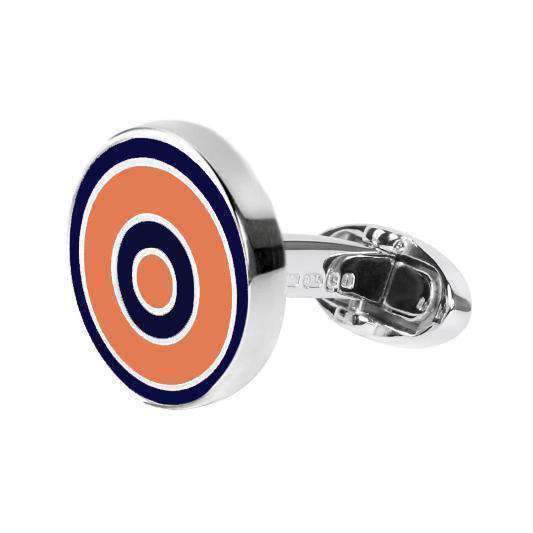 ORANGE & NAVY ROUNDEL CUFFLINKS - ONE BOND STREET