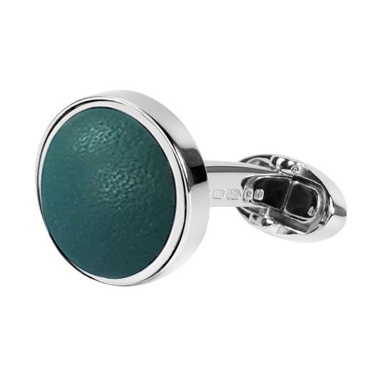 TURQUOISE LEATHER CUFFLINKS - ONE BOND STREET